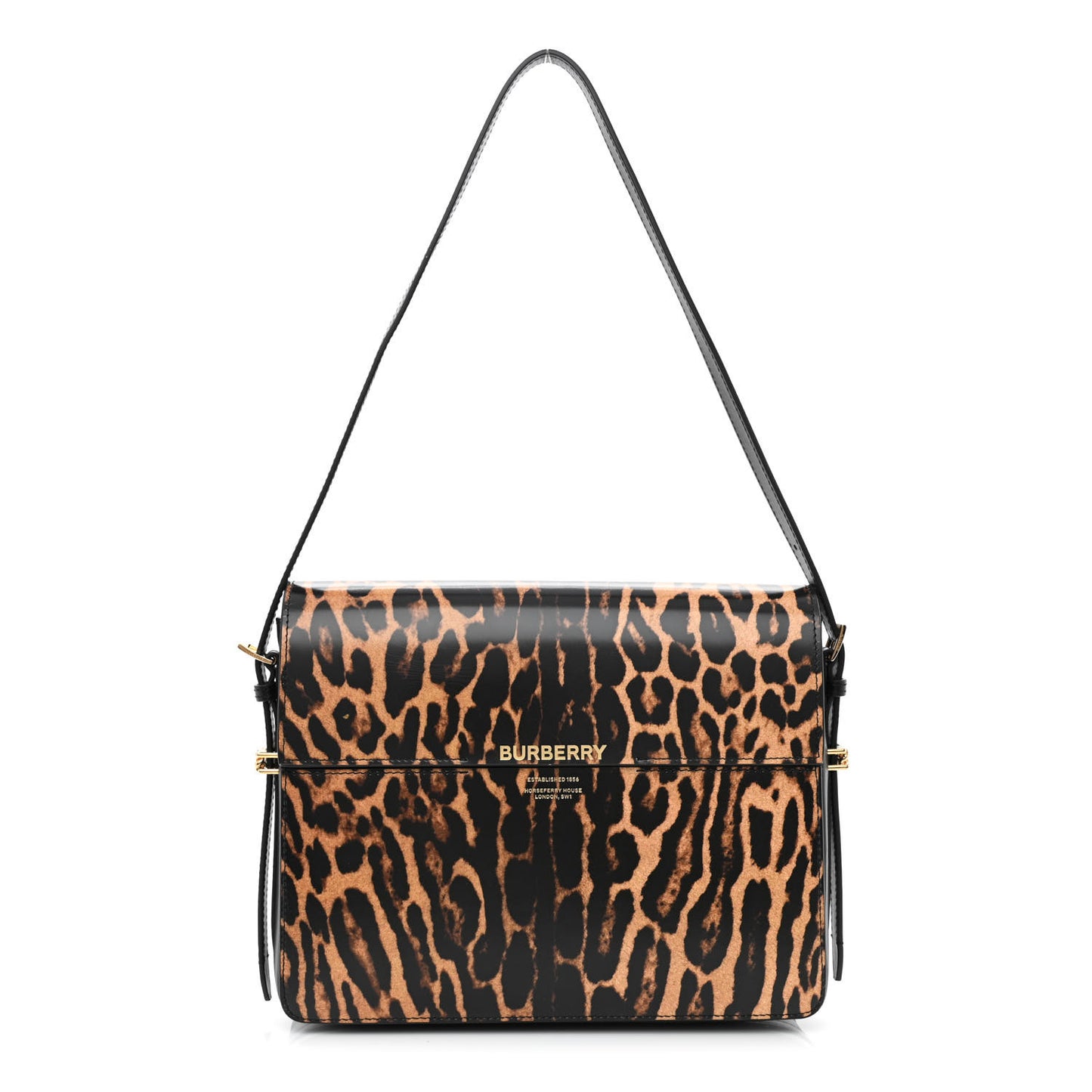 Calfskin Leopard Large Grace Bag Dark Mustard