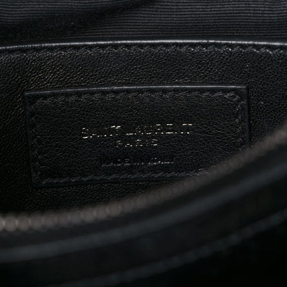 Saint Laurent Sheepskin Matelasse Chevron Monogram Medium College Bag Black 7 of 12
