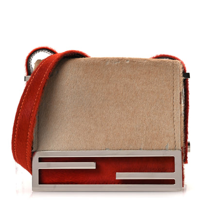 Fendi Calf Hair Bicolor Mini Front Buckle Shoulder Bag Light Brown Orange 1 of 13