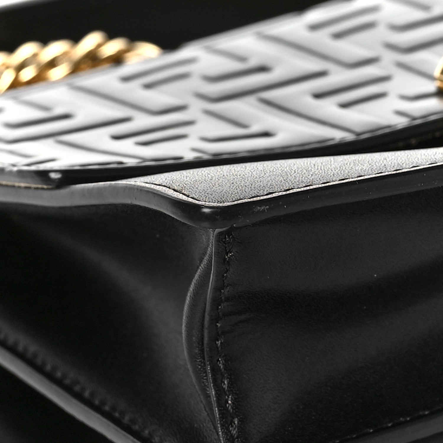 Fendi Vitello Liberty FF 1974 Embossed Small Kan I Shoulder Bag Black 6 of 7