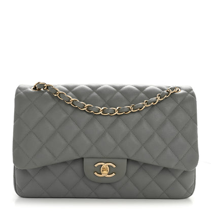Chanel Caviar Quilted Jumbo Double Flap Grey 1 of 13