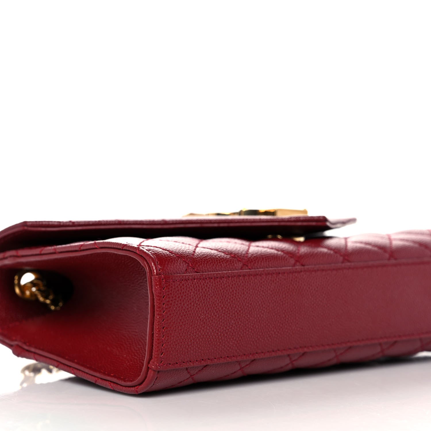 Saint Laurent Grain De Poudre Textured Mixed Matelasse Triquilt Small Monogram Satchel Red 7 of 8