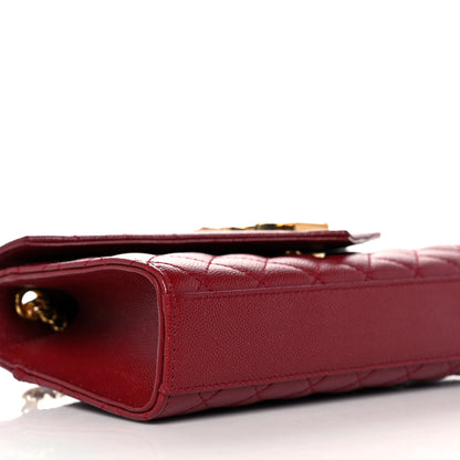 Saint Laurent Grain De Poudre Textured Mixed Matelasse Triquilt Small Monogram Satchel Red 7 of 8