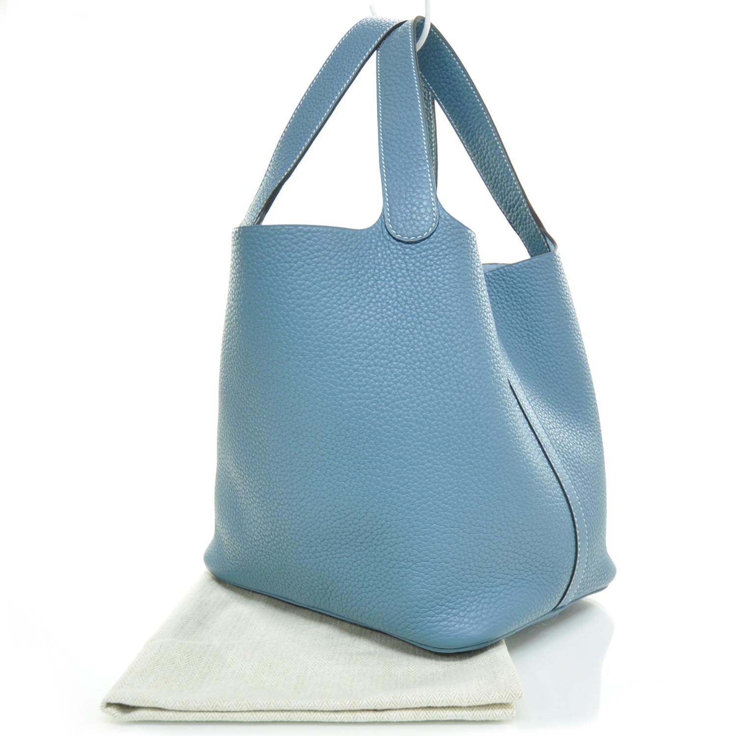 Hermes Taurillon Clemence Picotin MM Blue Jean 2 of 8
