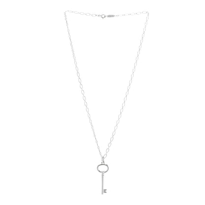 Tiffany Sterling Silver Oval Key Pendant Link Necklace 3 of 5
