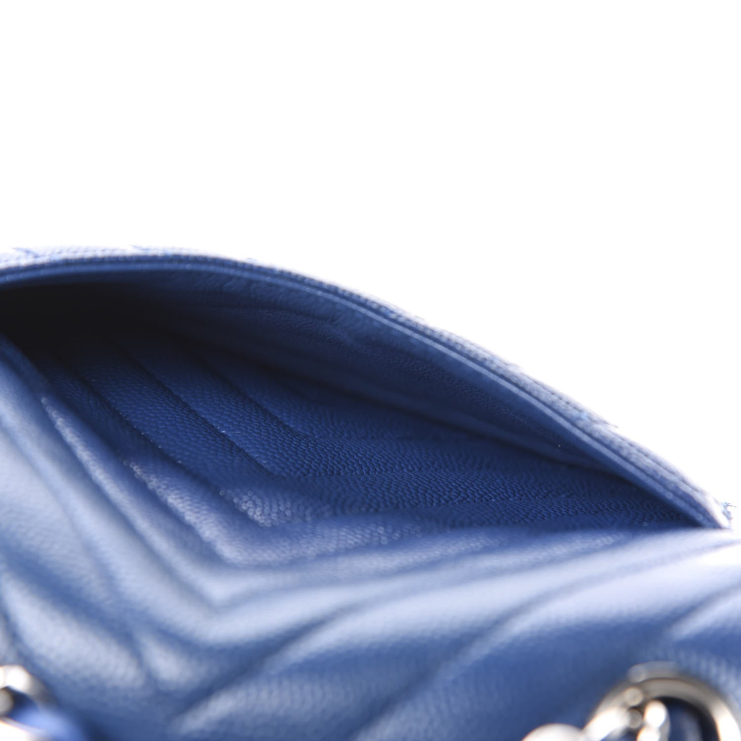 Chanel Caviar Chevron Quilted Mini Square Flap Dark Blue 9 of 14