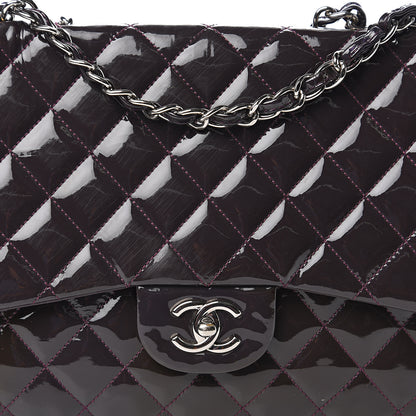 Chanel Patent Quilted Jumbo Single Flap Dark Purple 17 of 17