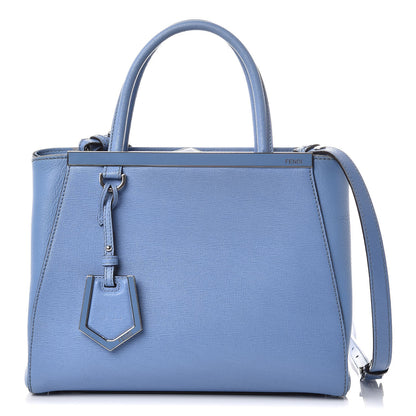 Fendi Vitello Elite Flamingo Petite 2Jours Tote Azzurro Nebula 1 of 15