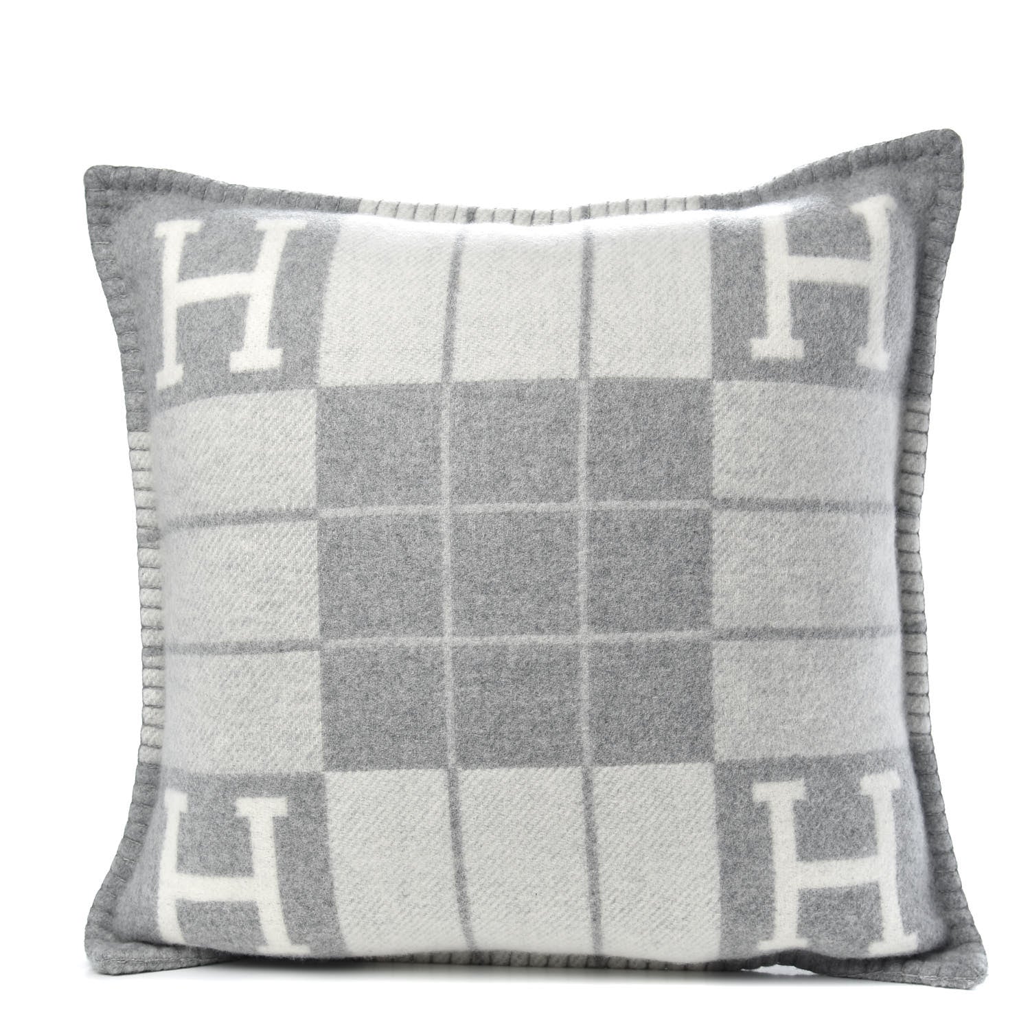 Hermes Wool Cashmere Avalon III Pillow PM Ecru Gris Clair 1 of 5