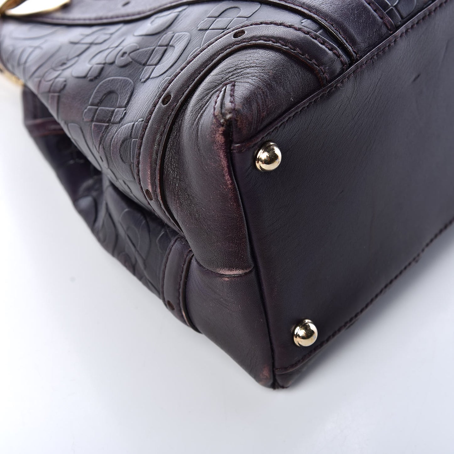 Calfskin Horsebit Embossed Shoulder Bag Purple