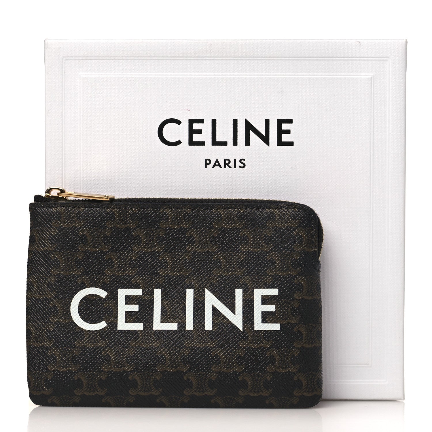 Celine Triomphe Canvas Logo Coin and Card Pouch With Hook Black 8 of 8