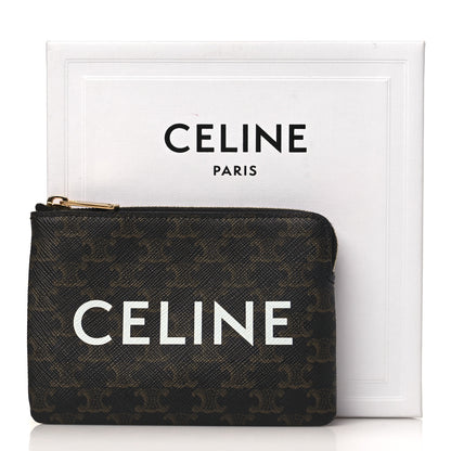 Celine Triomphe Canvas Logo Coin and Card Pouch With Hook Black 8 of 8