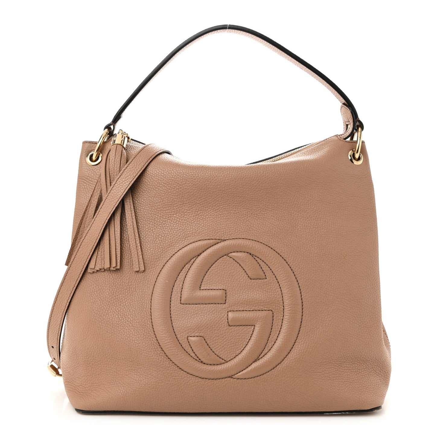 Pebbled Calfskin Large Soho Hobo Camelia
