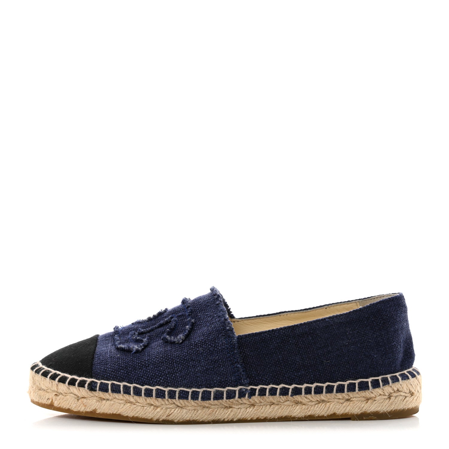 Chanel Denim Toile CC Espadrilles 40 Navy Black 1 of 8