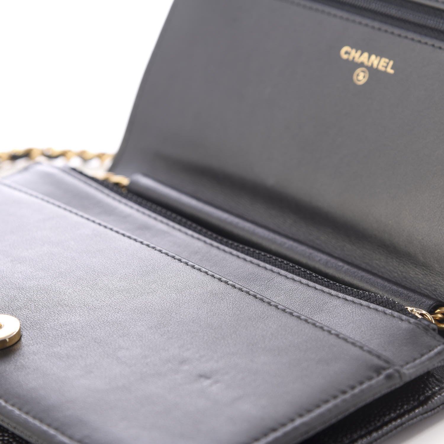Chanel Caviar Chevron Quilted Boy Wallet On Chain WOC Black 10 of 10