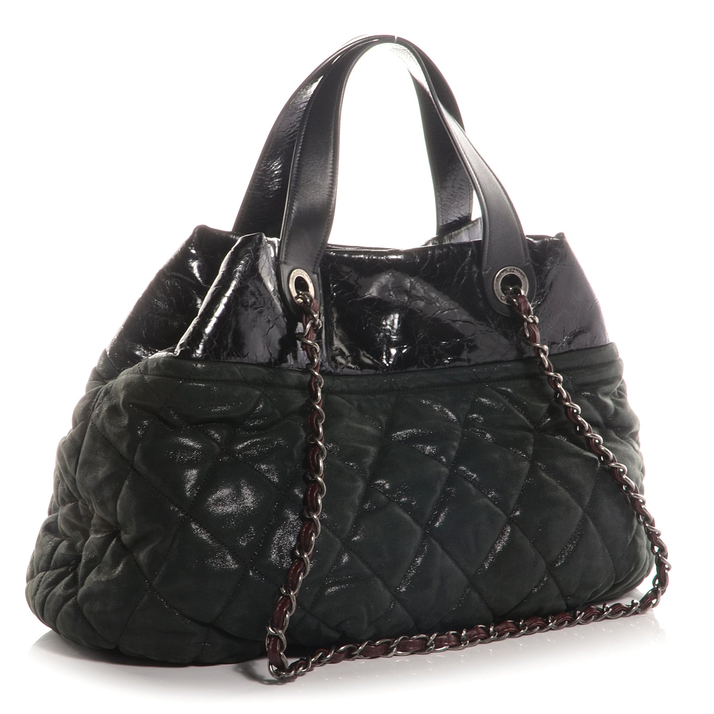 Iridescent Calfskin Large In The Mix Tote Black