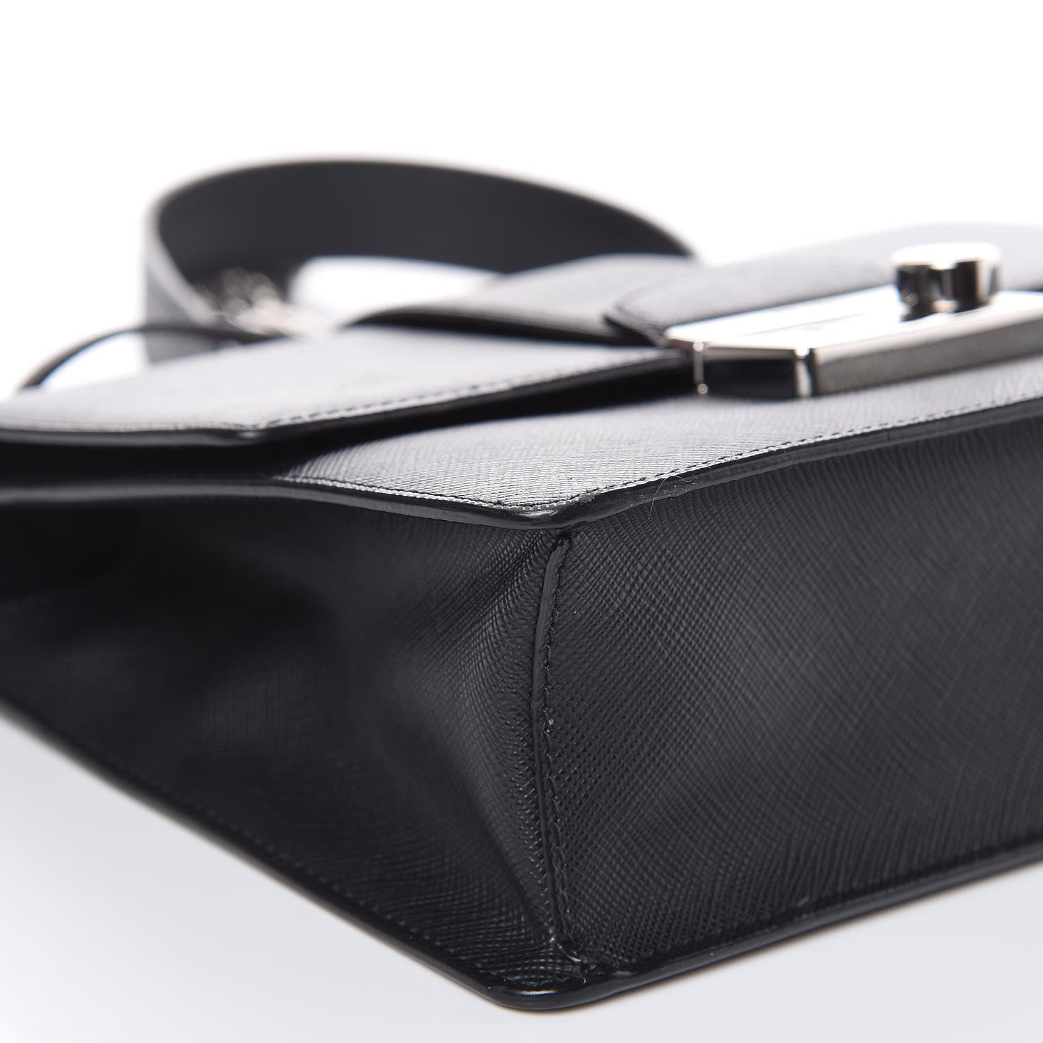 Prada Saffiano Pattina Crossbody Bag Black 7 of 9