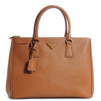 Prada Saffiano Lux Medium Double Zip Tote Caramel 1 of 11