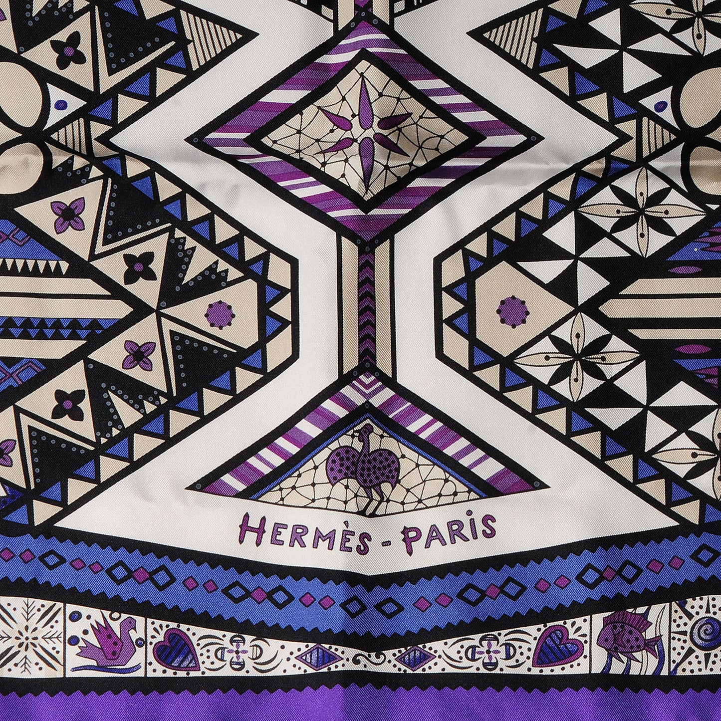 Silk Ors Blues d'Afrique Scarf 90 Violet Blanc Parme