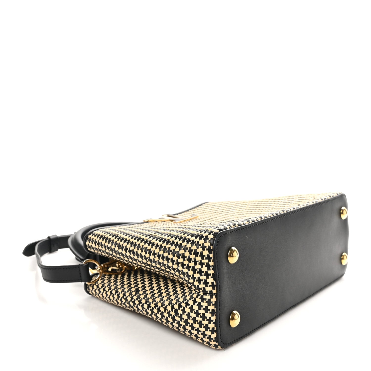 Louis Vuitton Raffia Calfskin Capucines MM Black Ecru 4 of 9