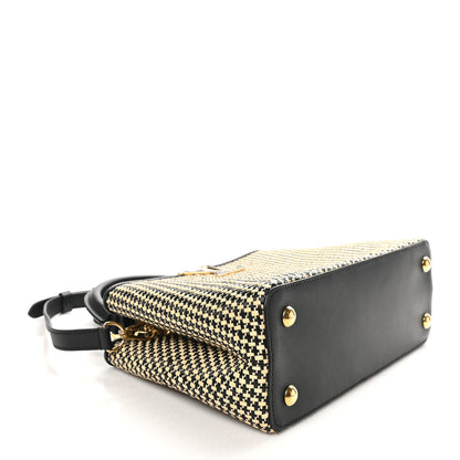 Louis Vuitton Raffia Calfskin Capucines MM Black Ecru 4 of 9