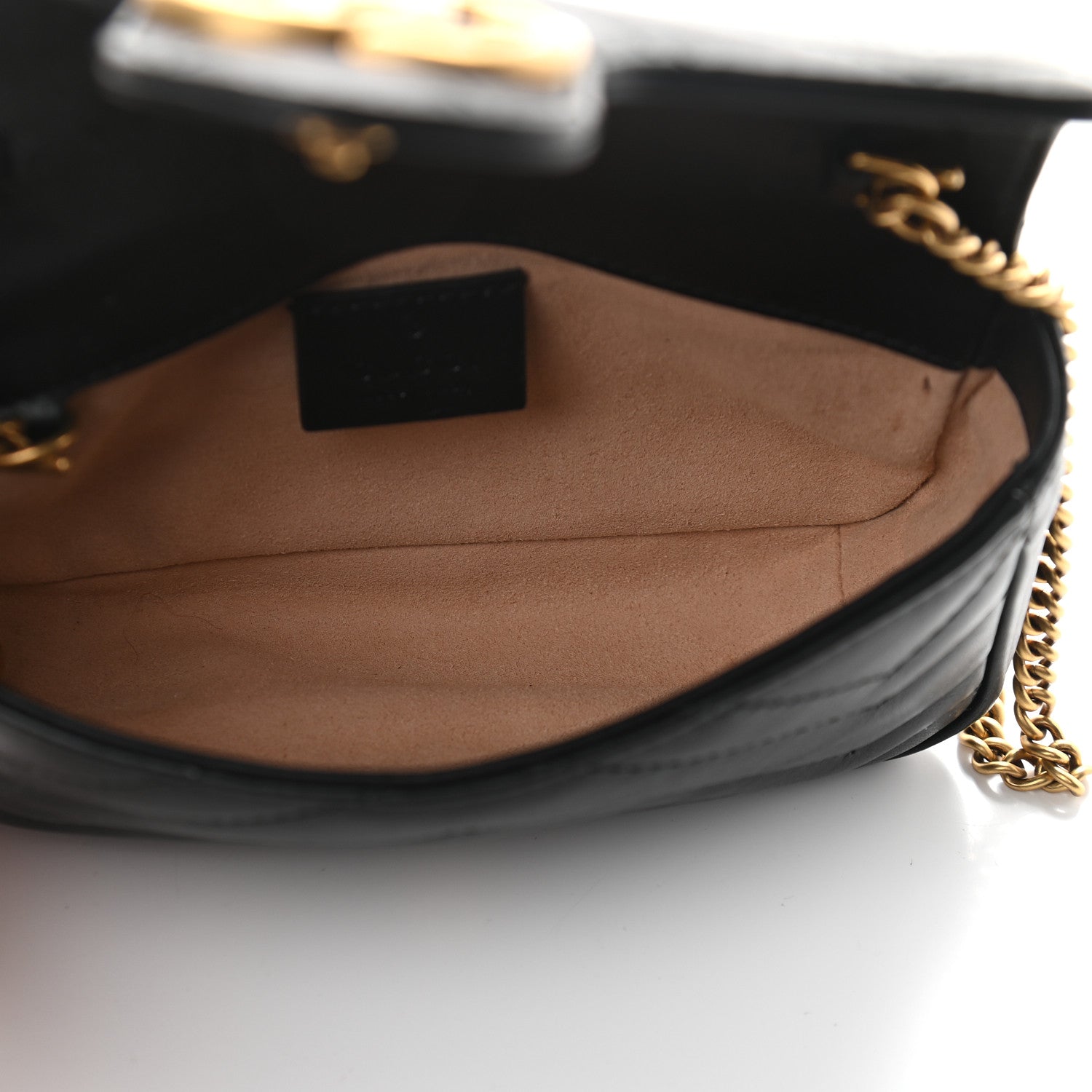 Gucci Calfskin Matelasse Super Mini GG Marmont Shoulder Bag Black 7 of 9