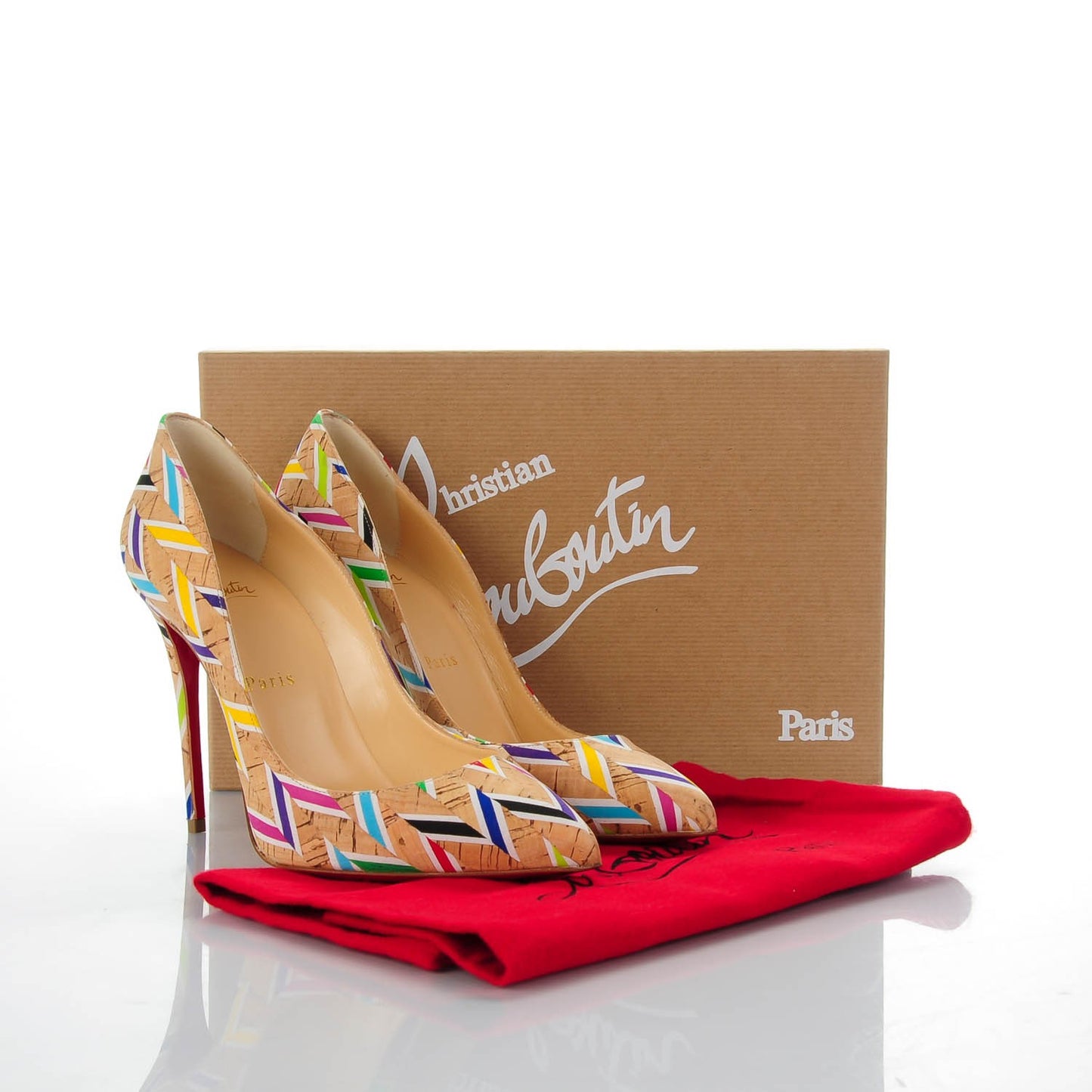 Cork Chevron Print Pigalle Follies 100 Pumps 37.5 Multicolor