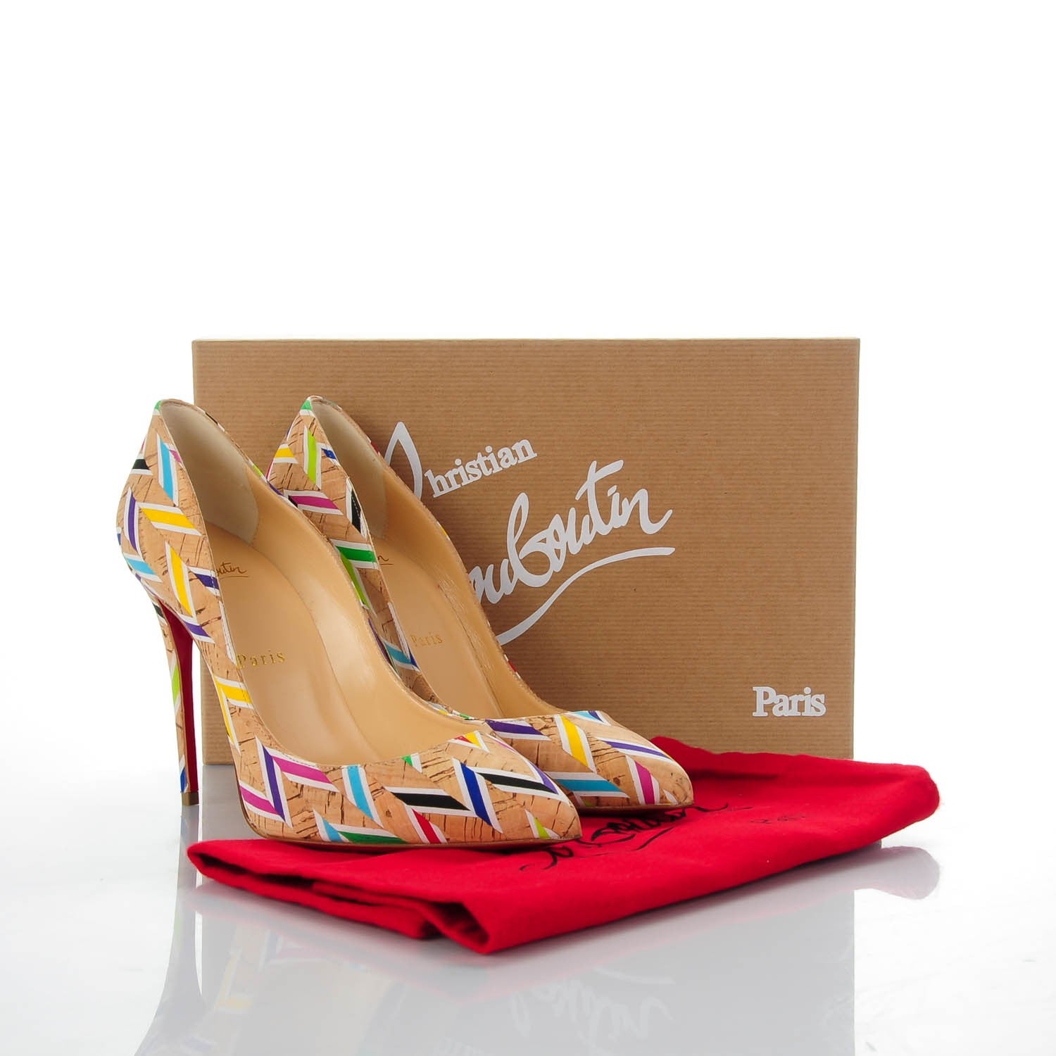 Christian Louboutin Cork Chevron Print Pigalle Follies 100 Pumps 37.5 Multicolor 7 of 7
