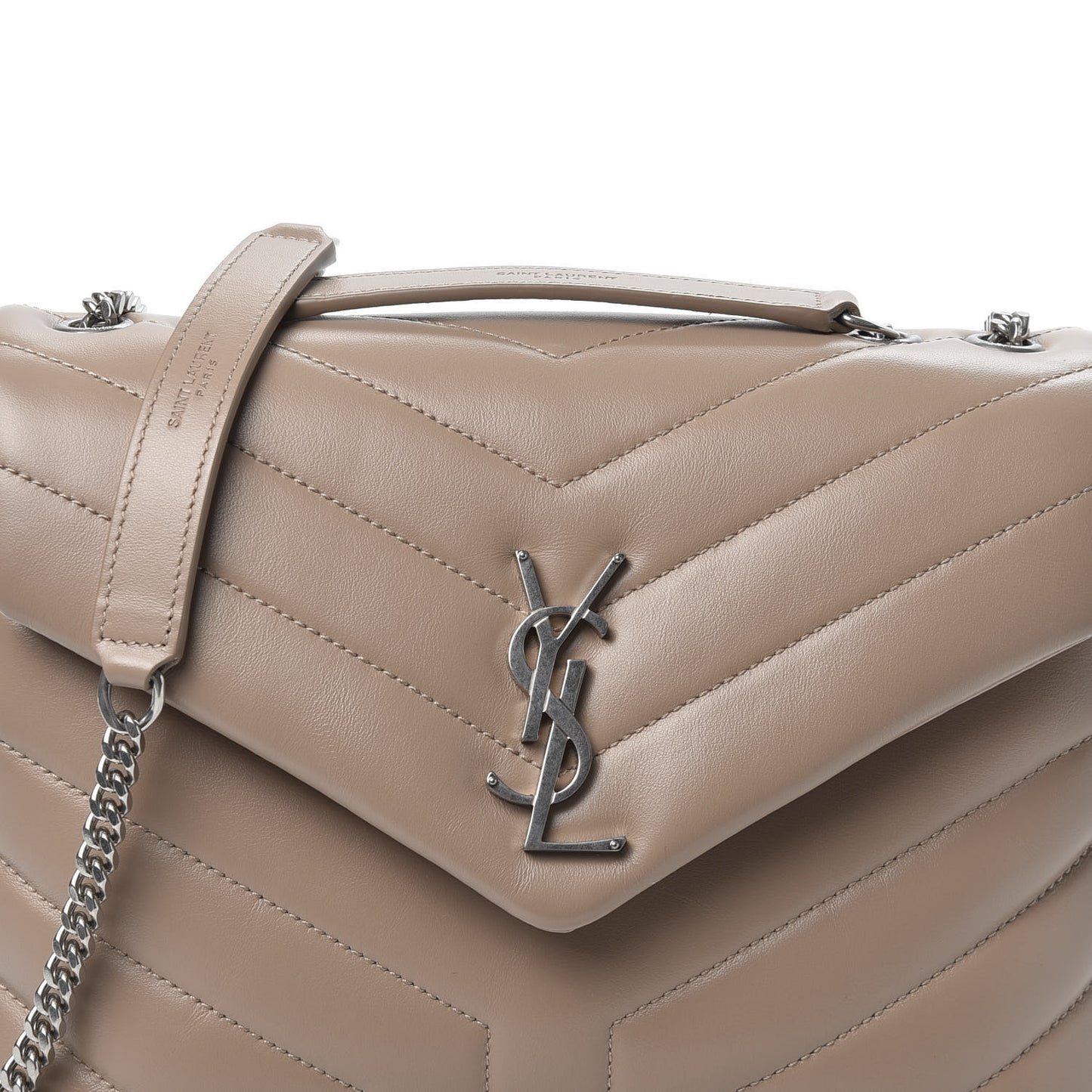 Calfskin Y Quilted Monogram Small Loulou Chain Satchel Dark Beige