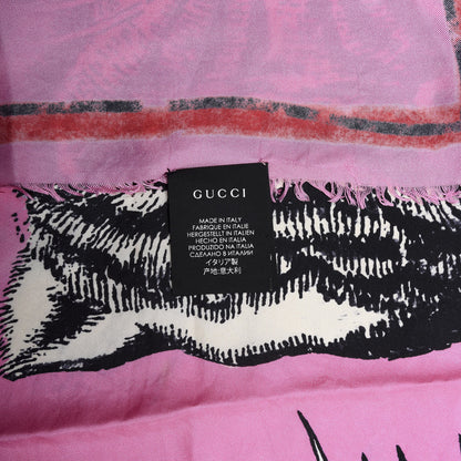 Gucci Silk Tiger Face Print Square Scarf Pink 4 of 5