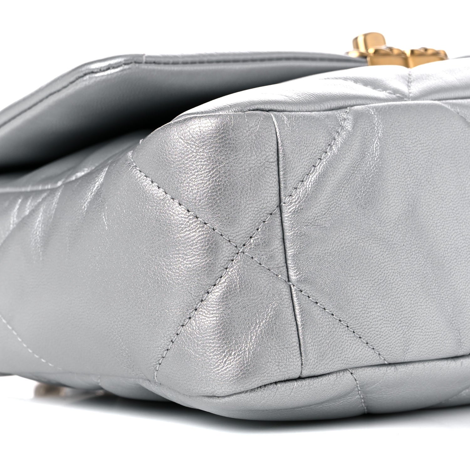 Chanel Metallic Goatskin Quilted Medium Chanel 19 Flap Silver 8 of 9