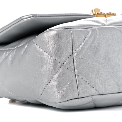 Chanel Metallic Goatskin Quilted Medium Chanel 19 Flap Silver 8 of 9