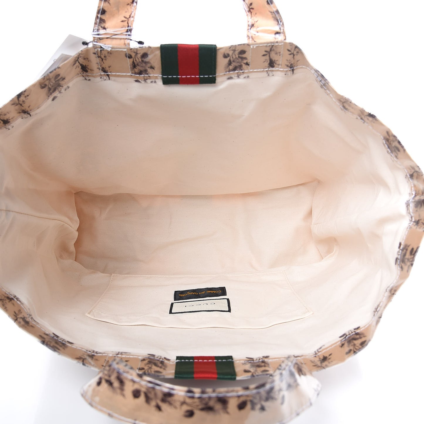 X COME DE GARCONS Plastic Web Floral Paper Shopper Tote