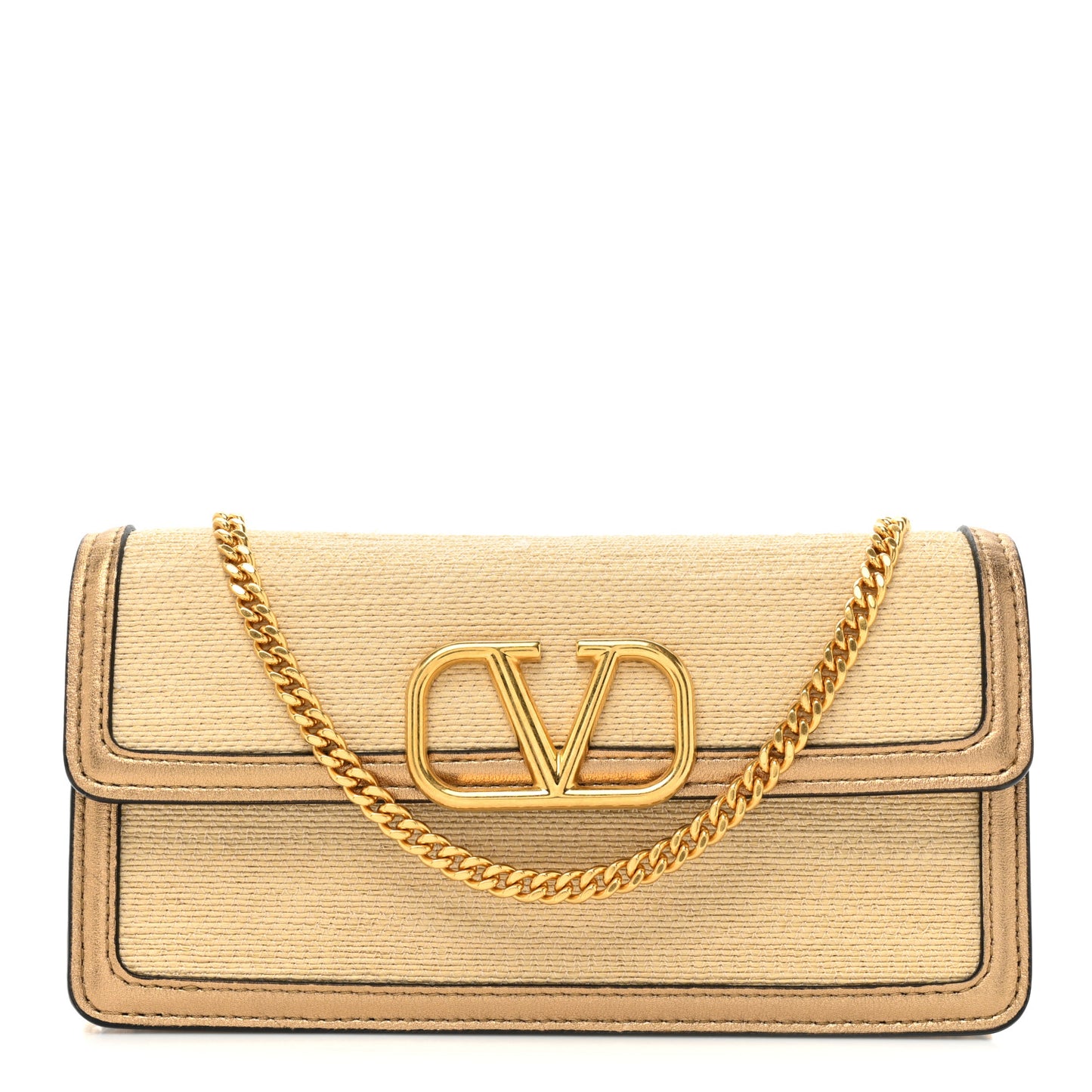 Raffia VLogo Wallet on Chain Gold