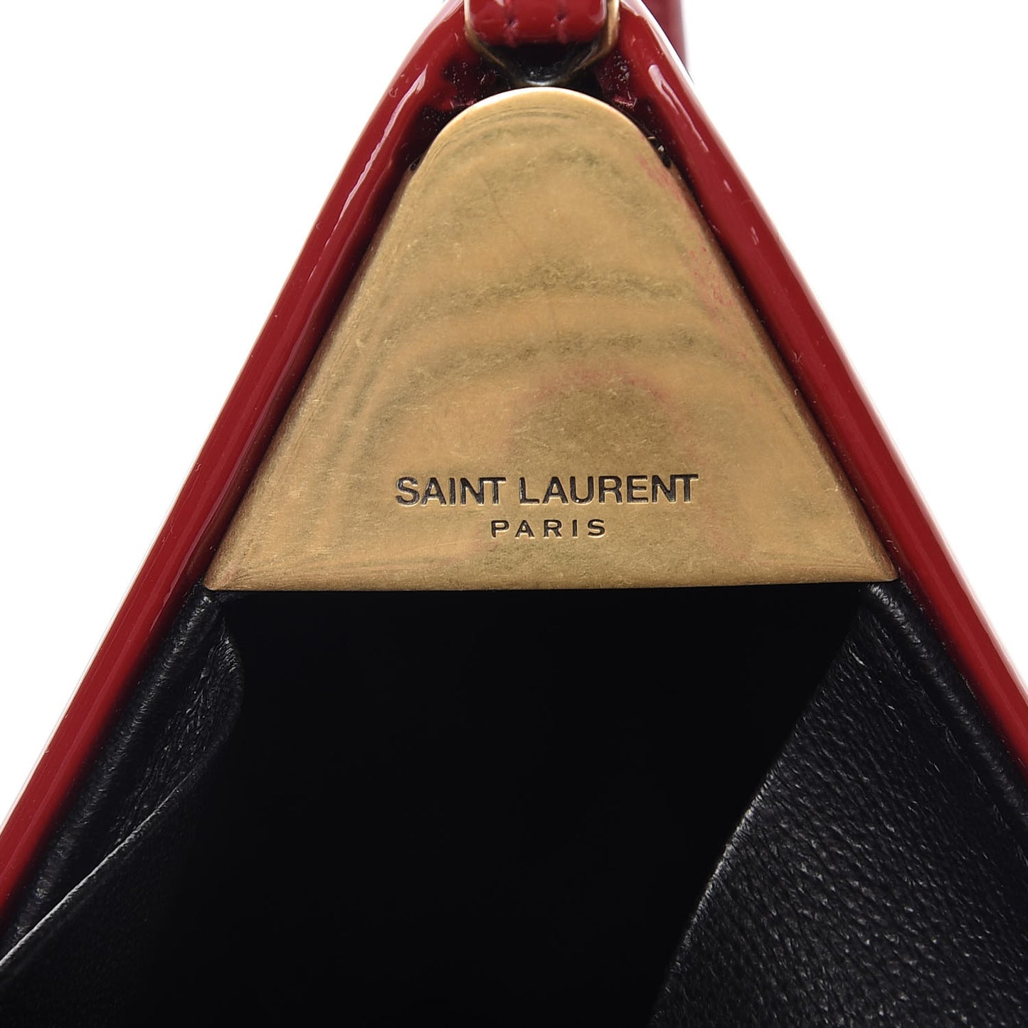 Patent Pyramid Clutch Rouge