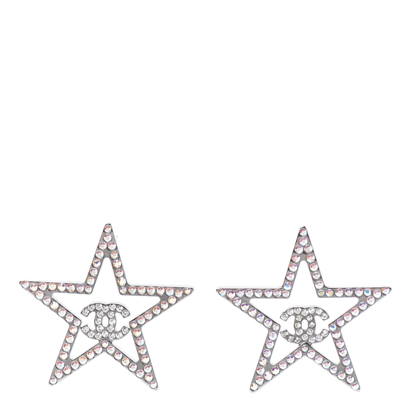 Ruthenium Crystal Star CC Earrings Iridescent Pink
