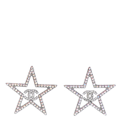 Chanel Ruthenium Crystal Star CC Earrings Iridescent Pink 1 of 4