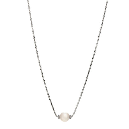 David Yurman Sterling Silver Diamond South Sea Pearl 10mm Solari Pendant Necklace 1 of 3
