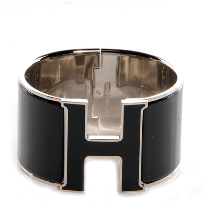 Hermes Palladium Clic Clac H Bracelet Extra Wide PM Black 1 of 6