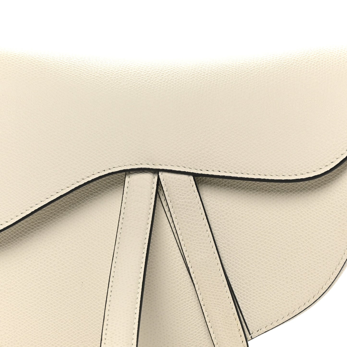 Grained Calfskin Saddle Bag White