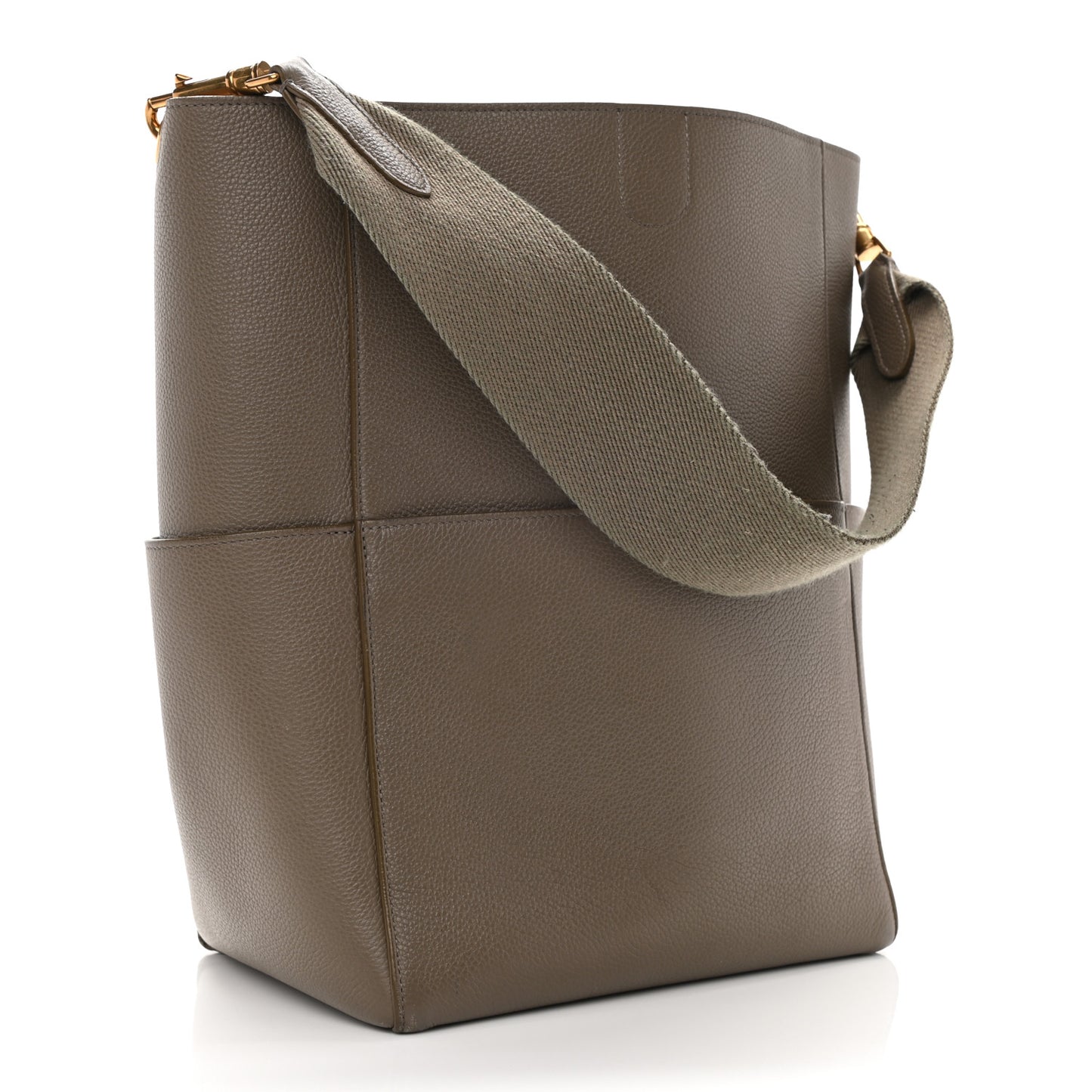 Soft Grained Calfskin Sangle Bucket Bag Taupe