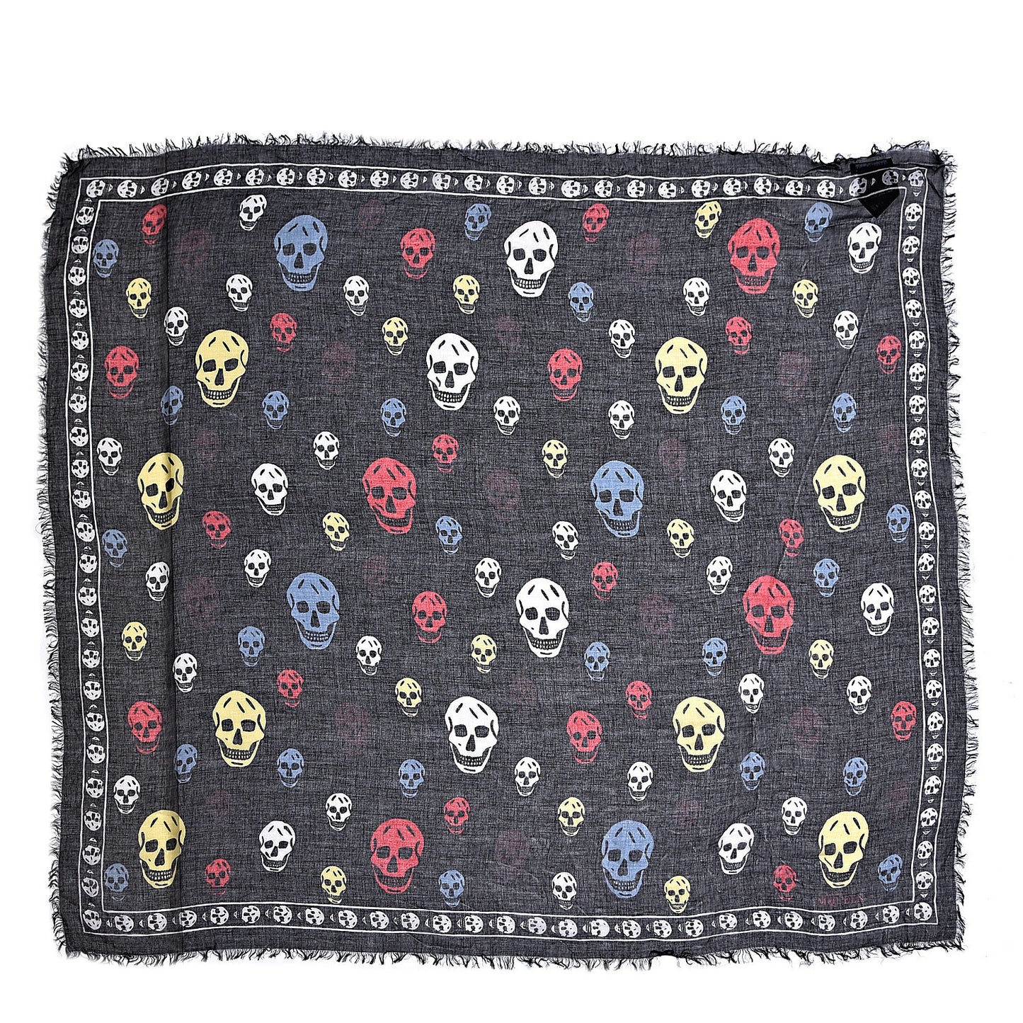 Silk Chiffon Skull Scarf Black Multicolor
