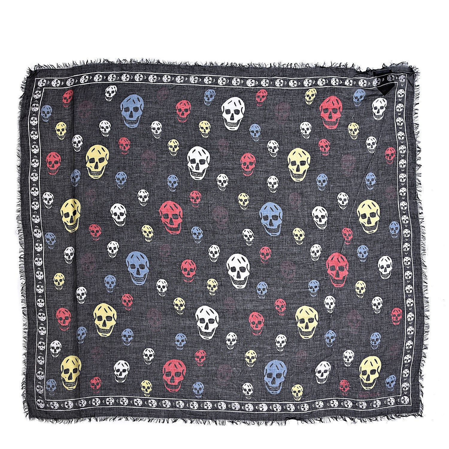 Alexander McQueen Silk Chiffon Skull Scarf Black Multicolor 1 of 4