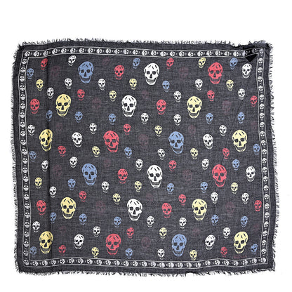 Alexander McQueen Silk Chiffon Skull Scarf Black Multicolor 1 of 4