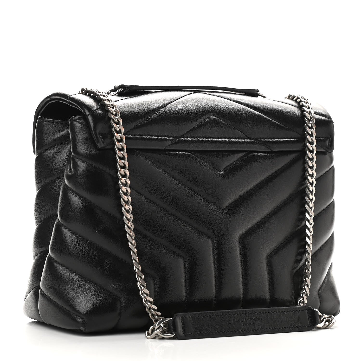 Saint Laurent Calfskin Y Quilted Monogram Small Loulou Chain Satchel Black 2 of 10