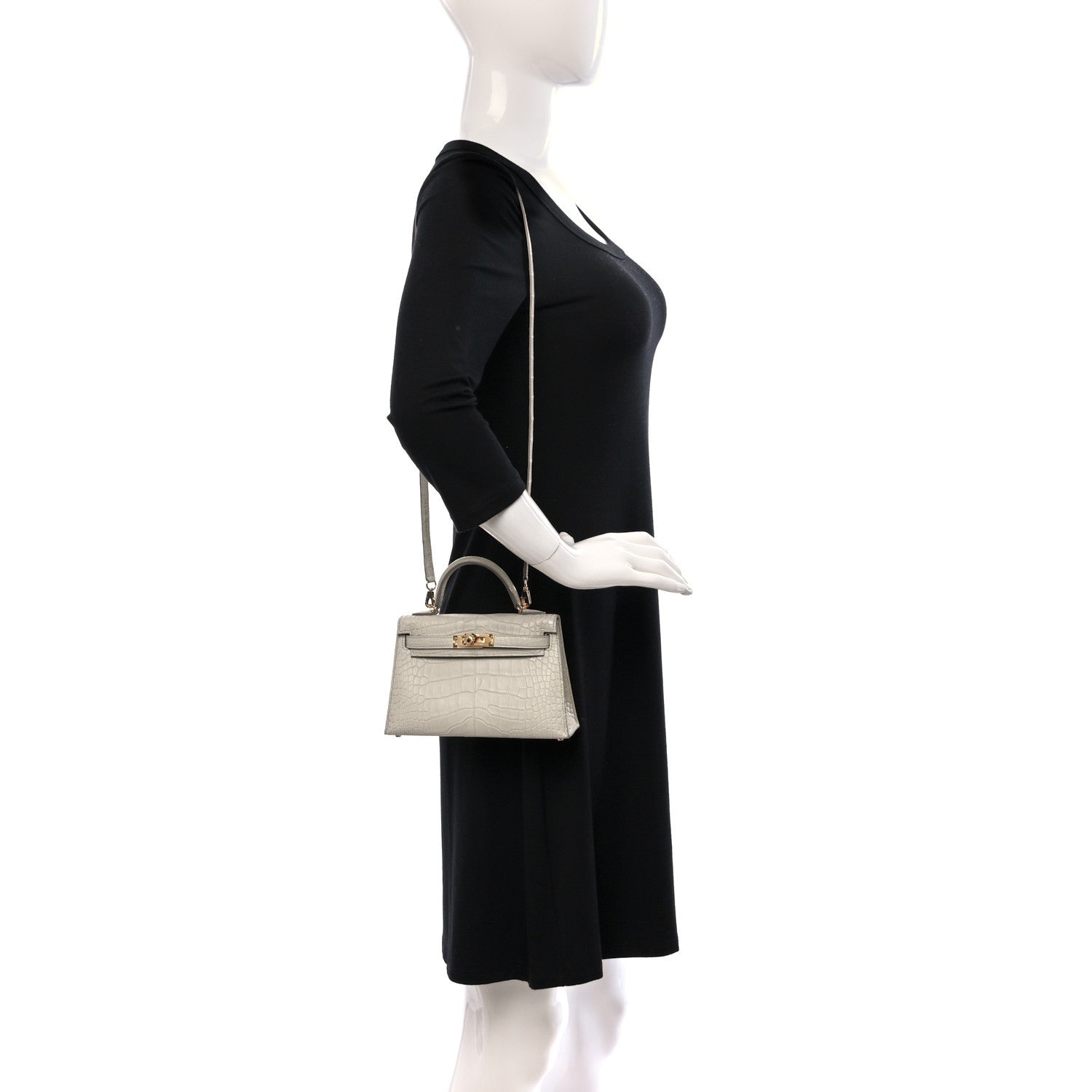 Hermes Matte Alligator Mini Kelly Sellier 20 Beton 2 of 9