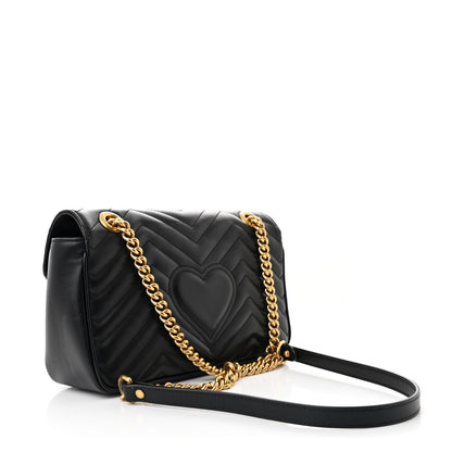 Gucci Calfskin Matelasse Small GG Marmont Shoulder Bag Black 3 of 10