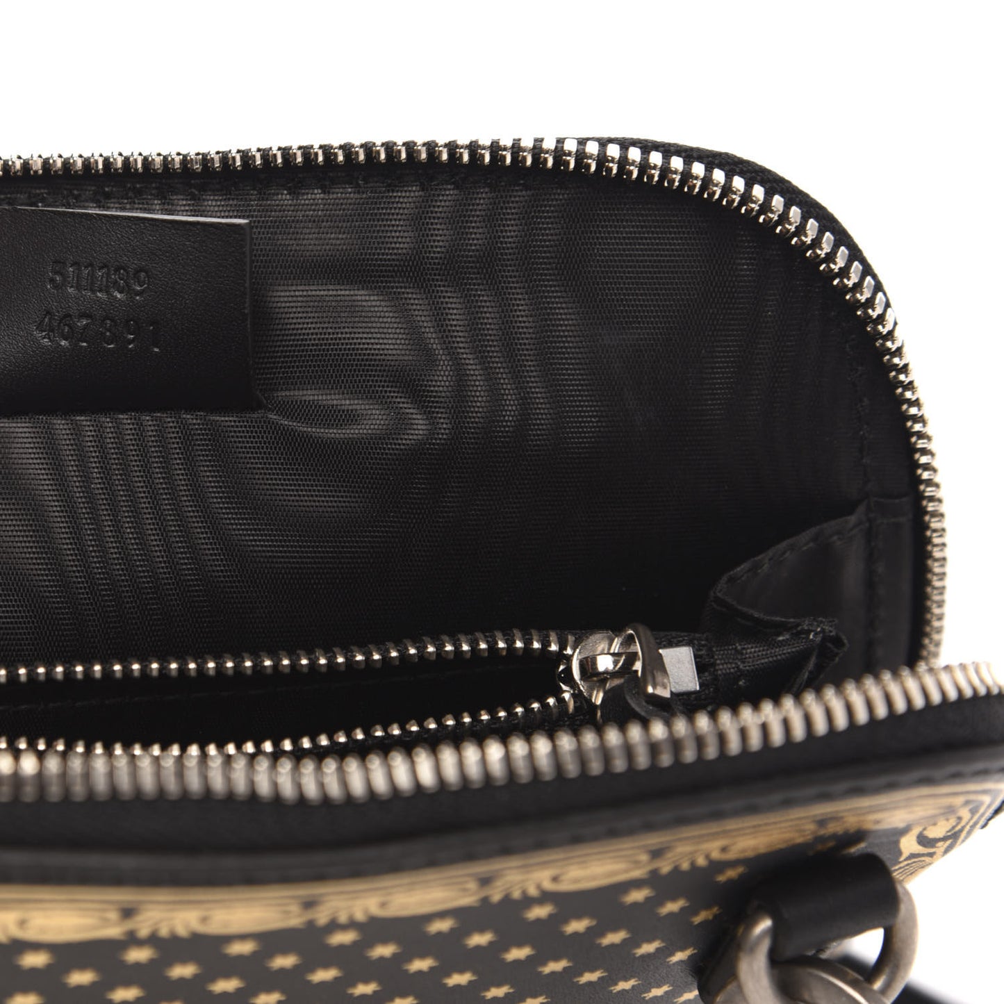 X SEGA Calfskin GUCCY Stars Mini Dome Shoulder Bag Black Gold