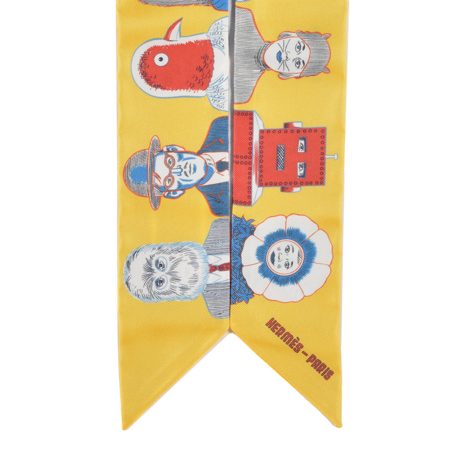 Hermes Silk Dress Code Twilly Jaune Vif Rouge White 2 of 3