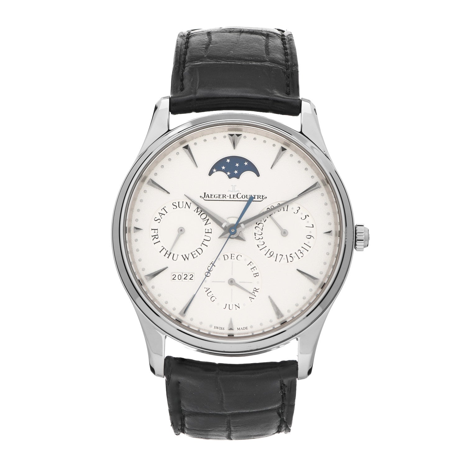 Jaeger-LeCoultre 18K White Gold Alligator 39mm Master Ultra Thin Perpetual Automatic Watch Q1303520 1 of 5